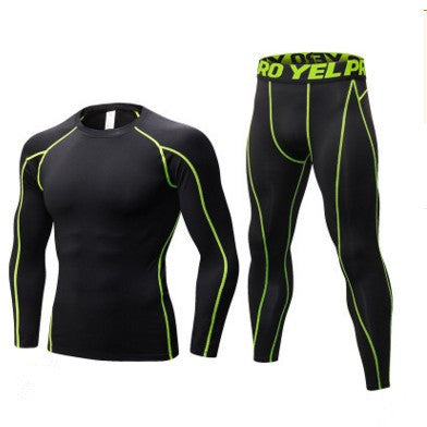 🏃♂️ Men’s Compression Training Suit – Running Fitness Sportswear Set (Long Sleeve Shirt + Tights)
