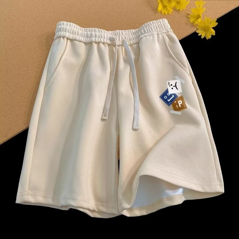 Men’s Vintage Letter Print Shorts – Loose Fit Summer Straight Casual Streetwear