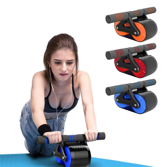 Double Wheel Abdominal Exerciser – Automatic Rebound Ab Wheel Roller for Core, Waist & Full-Body Training