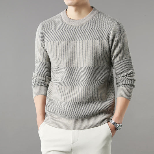 🧥 Round Neck Men’s Thick Long Sleeve Sweater – Versatile Fashion Base Layer