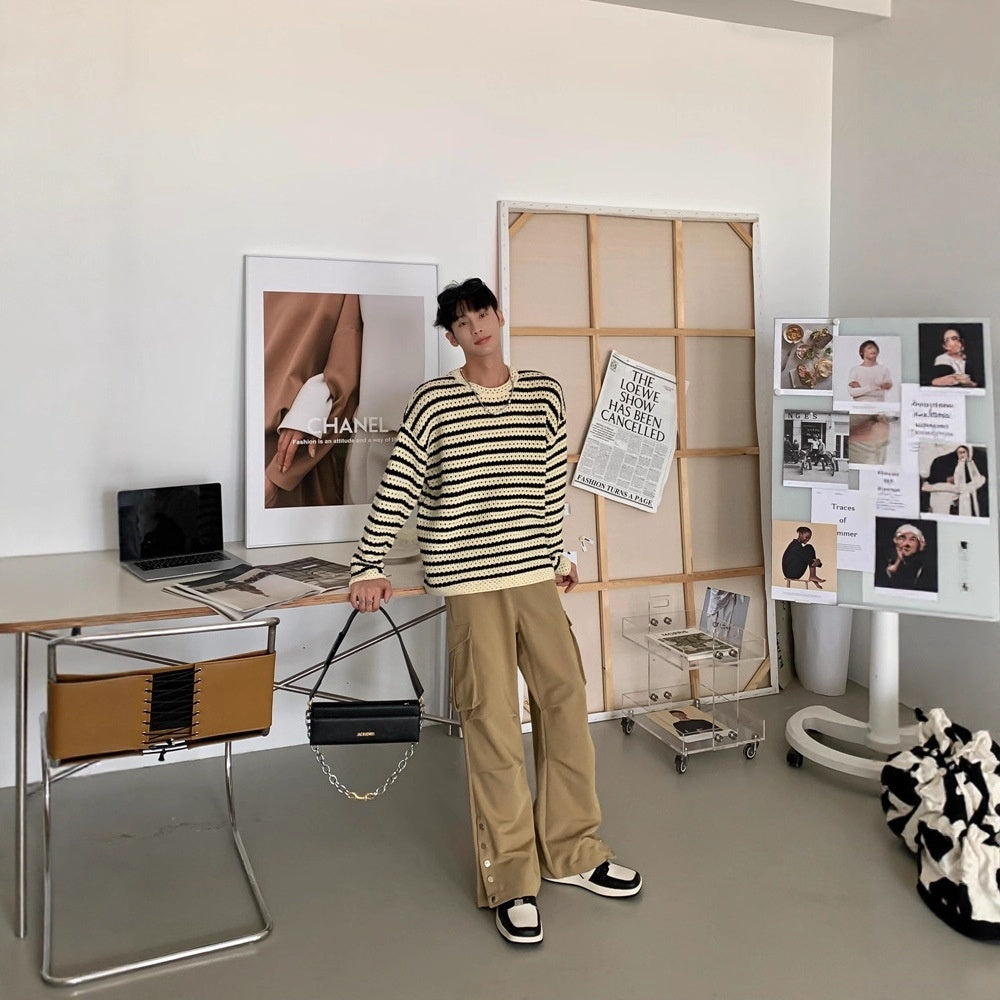 🧥 Men’s High-End Lazy Style Sweater – Long Sleeve Casual Designer Knitwear