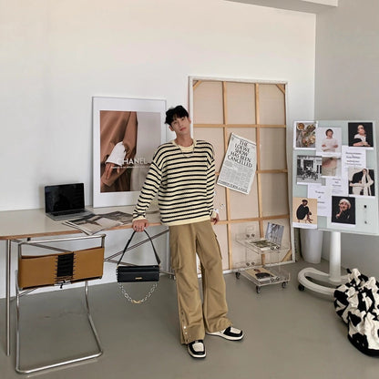 🧥 Men’s High-End Lazy Style Sweater – Long Sleeve Casual Designer Knitwear