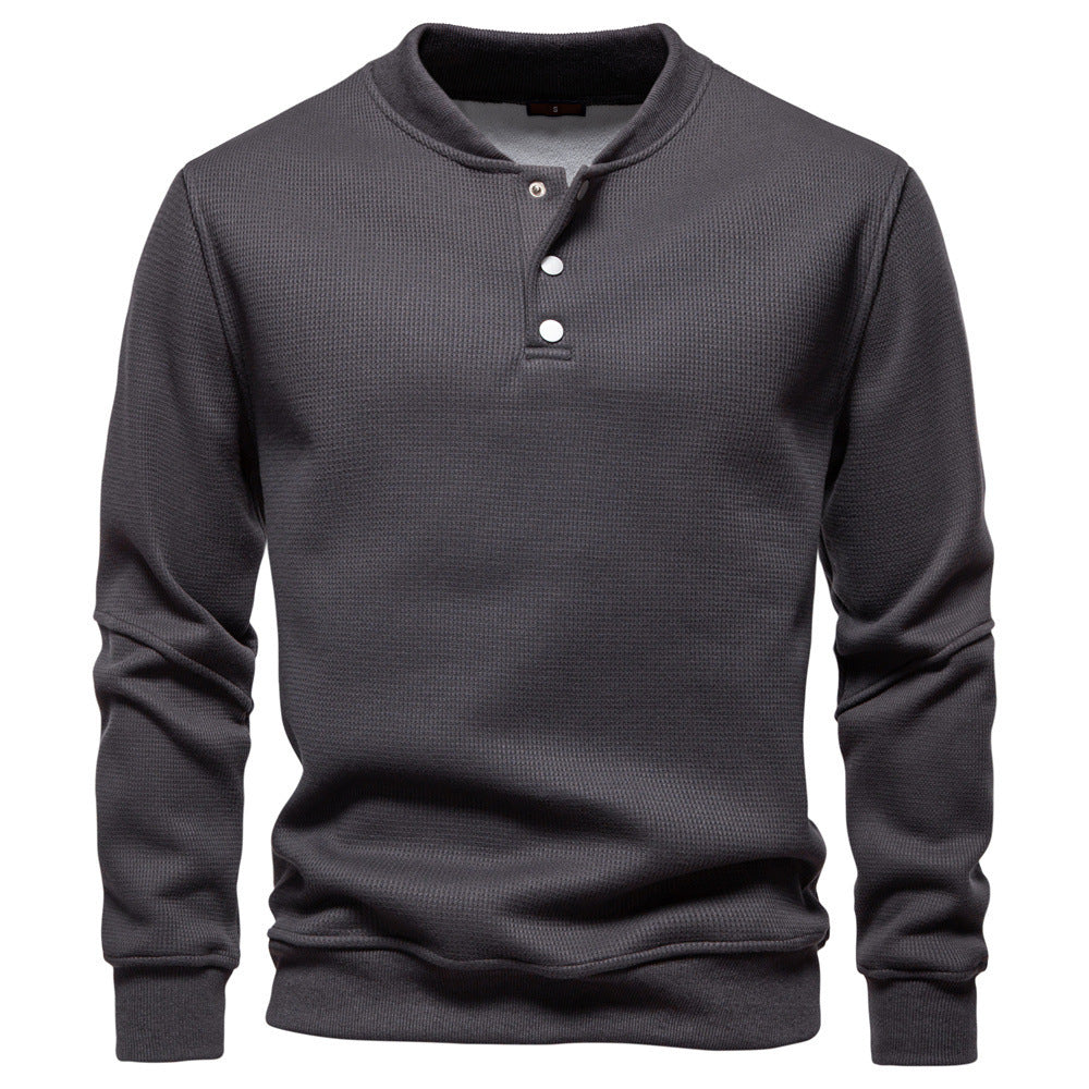 🧥 New Fleece-Lined Men’s Round Neck Sweatshirt – Warm Casual Autumn & Winter Pullover