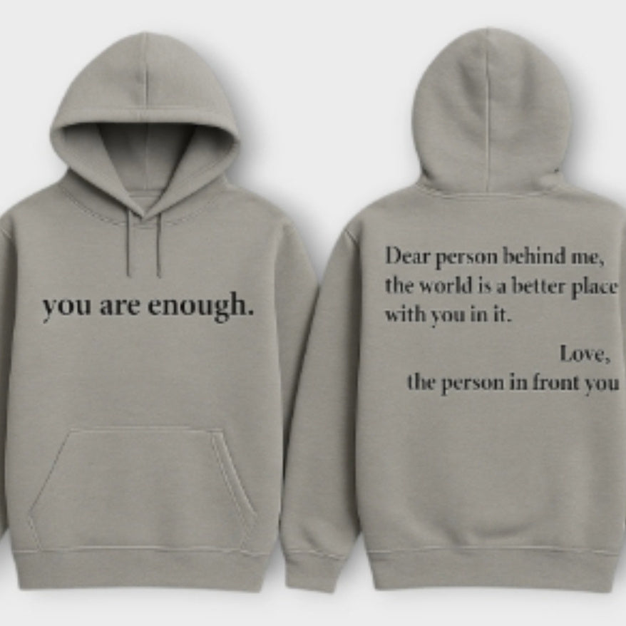 🧥 Fleece-Lined Letter Print Hoodie – Warm Drawstring Pullover with Front Pocket