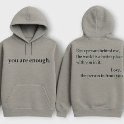 🧥 Fleece-Lined Letter Print Hoodie – Warm Drawstring Pullover with Front Pocket