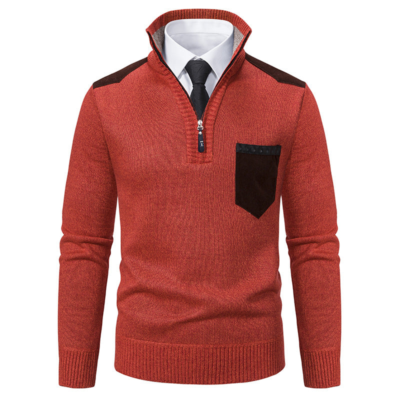 Men’s Thick Half-Zip Stand Collar Sweater – Korean Style Autumn & Winter Luxury Outerwear