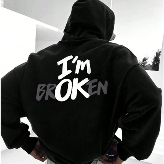🧥 “I’m OK” Printed Hoodie – Casual Streetwear Graphic Pullover
