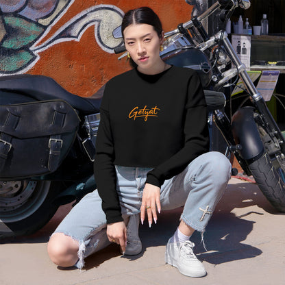 Women’s Cropped Sweatshirt – Dusty Rose “Getyat” Script Crop Top
