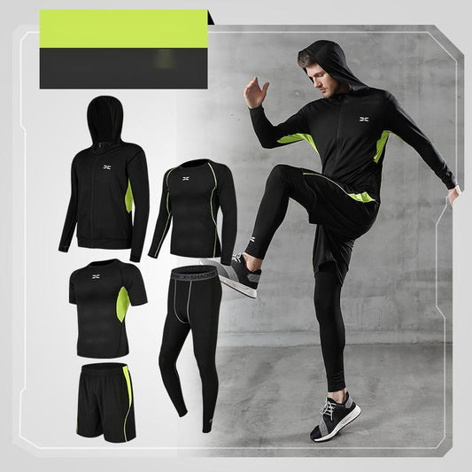 🏃 Running Quick-Drying Sports Suit – Men’s 5-Piece Training Set