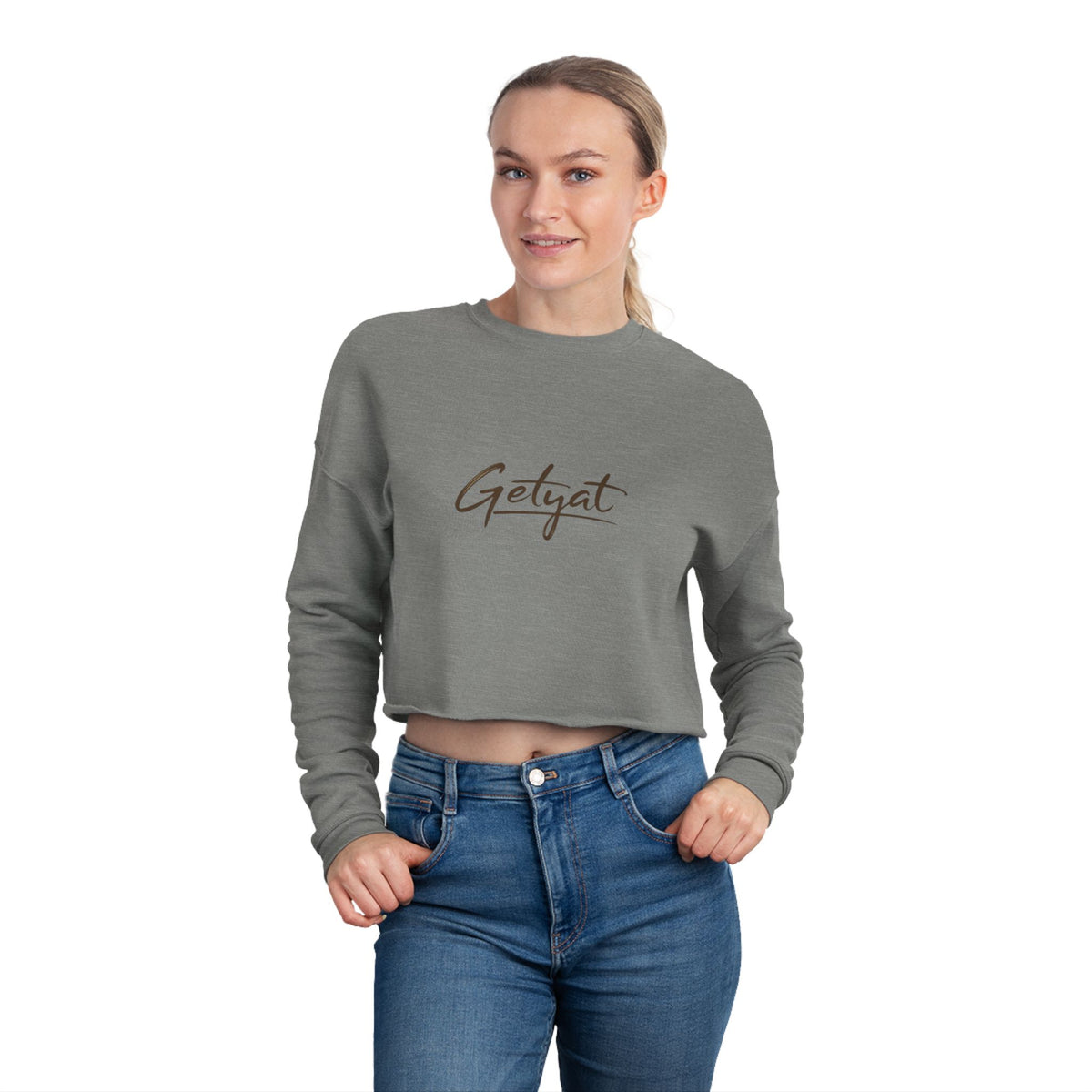 GETYAT Women’s Cropped Sweatshirt | Dusty Rose Script Graphic Crop Top