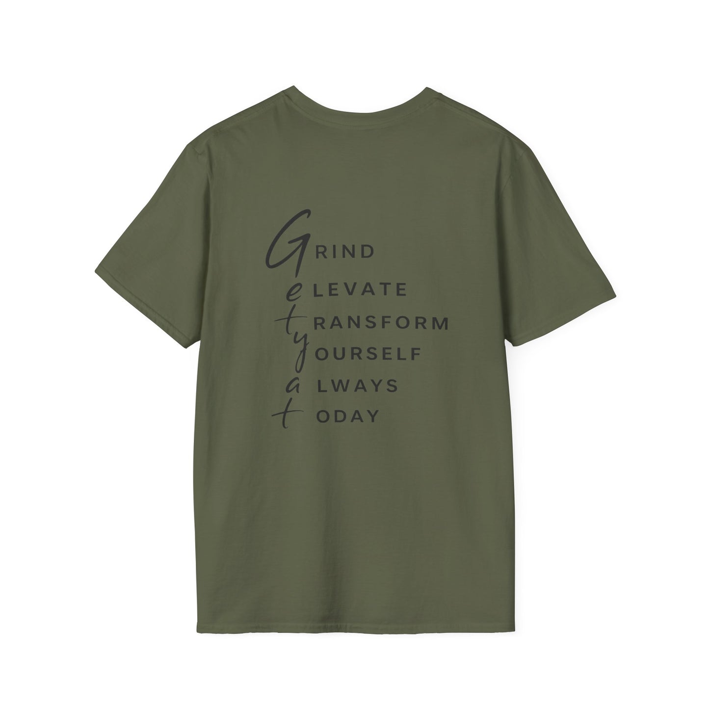 T-Shirt — "Grit" Motivational Graphic Tee (Get Ready: Grind, Elevate, Transform Yourself Always Today)