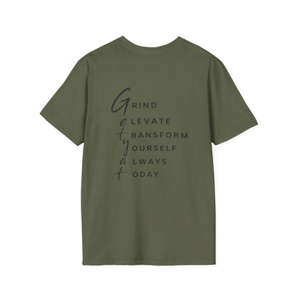 T-Shirt — "Grit" Motivational Graphic Tee (Get Ready: Grind, Elevate, Transform Yourself Always Today)