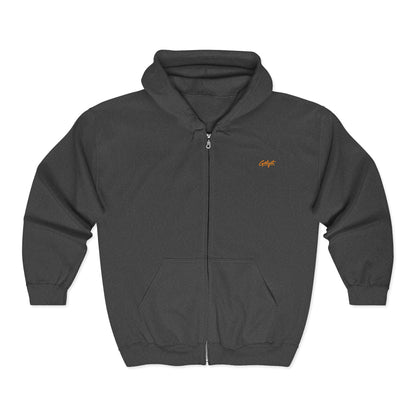 Embroidered Small Script Logo Full-Zip Hoodie