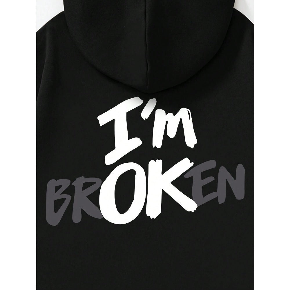 🧥 “I’m OK” Printed Hoodie – Casual Streetwear Graphic Pullover