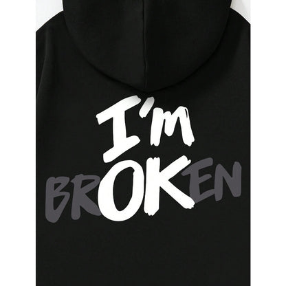 🧥 “I’m OK” Printed Hoodie – Casual Streetwear Graphic Pullover