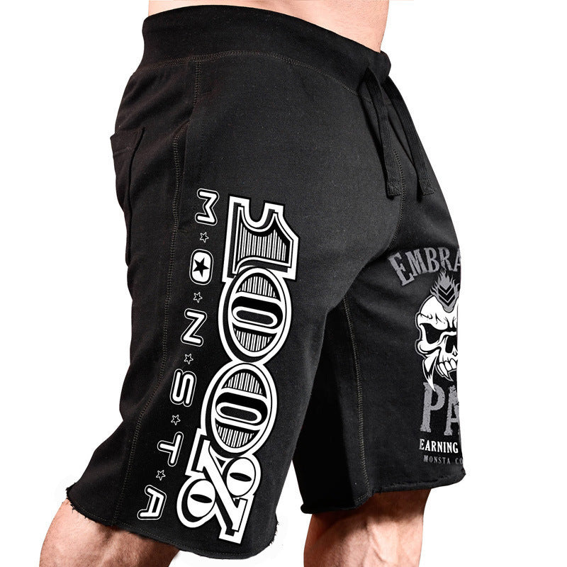 Men's Casual Running Shorts – Big Print Five-Point Cotton Pants for Comfort and Style