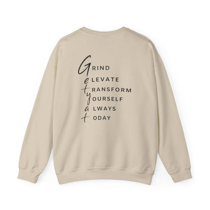 Motivational Crewneck Sweatshirt – GETYAT Acronym Back Design