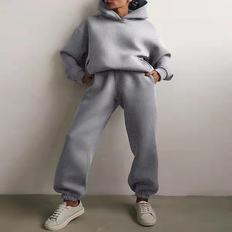 Women’s Casual Hooded Sweater Two-Piece Tracksuit – Cozy Hoodie & Jogger Set for Loungewear
