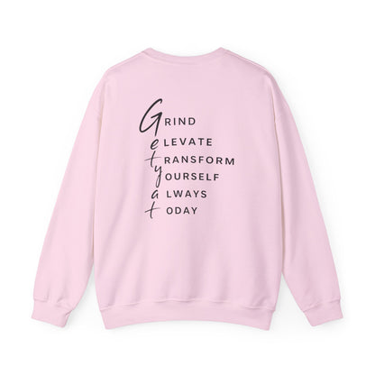 GETYAT Motivational Crewneck Sweatshirt | Graphic Acronym Back Design