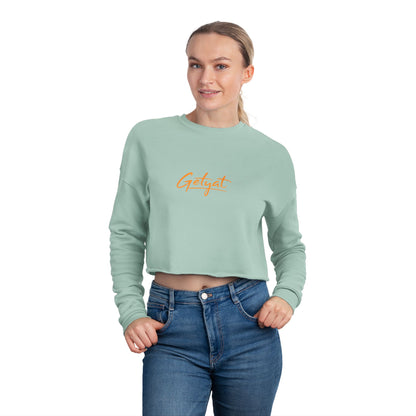 Women’s Cropped Sweatshirt – Dusty Rose Getyat Script Crop Top | Soft Oversized Pullover