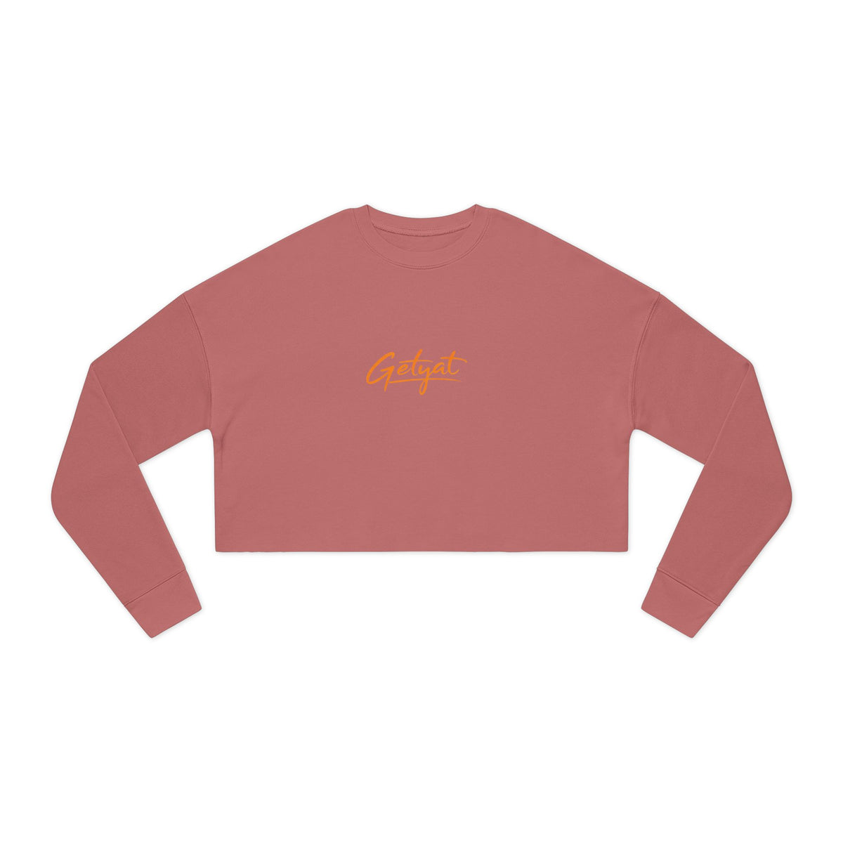 Women’s Cropped Sweatshirt – Dusty Rose Getyat Script Crop Top | Soft Oversized Pullover