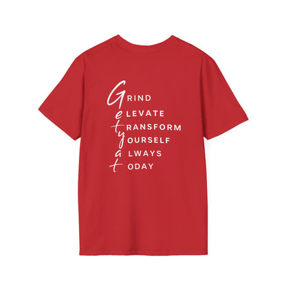 T-Shirt — "Grit" Motivational Graphic Tee (Get Ready: Grind, Elevate, Transform Yourself Always Today)