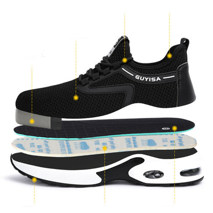 Black Men’s Safety Sneakers – Lightweight Breathable Work, Gym, Travel, Running, and Casual Shoes