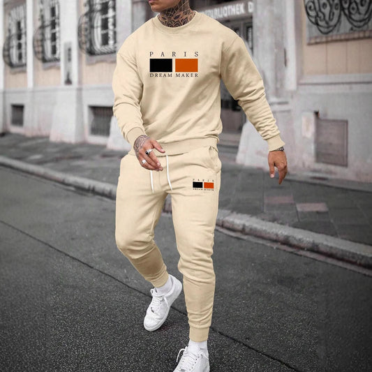 🧥 Round Neck Sweater Casual Sports Suit – European Size Men’s Tracksuit