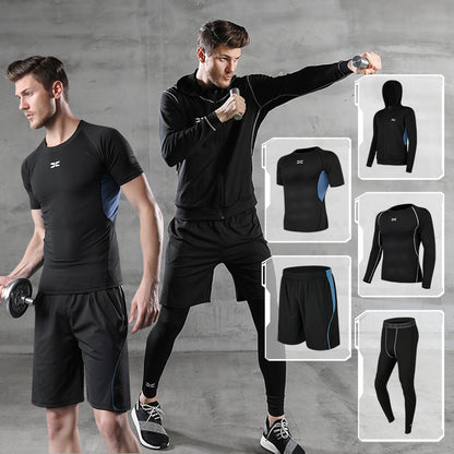 🏃 Running Quick-Drying Sports Suit – Men’s 5-Piece Training Set