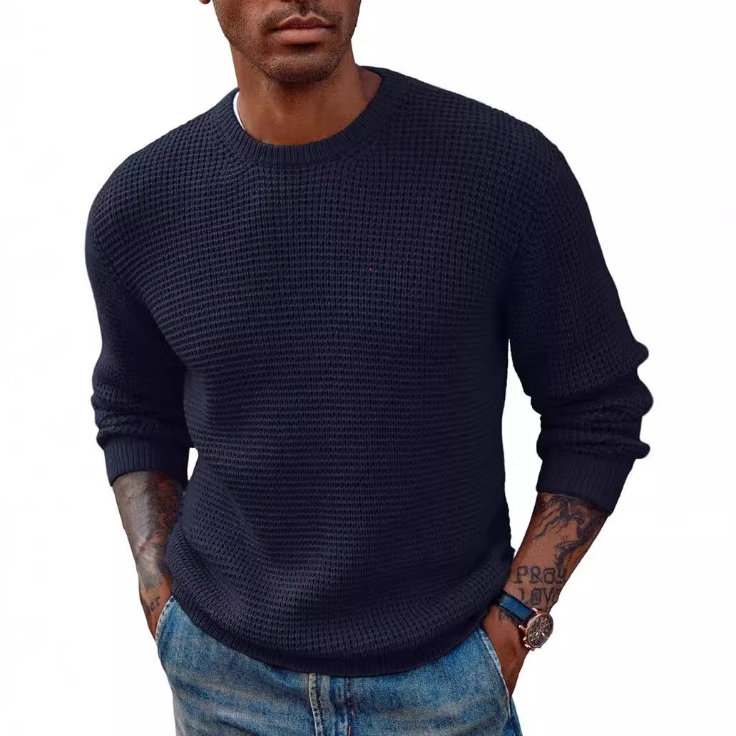 New Solid Color Round Neck Sweater Pullover – Men’s Essential Wardrobe Staple