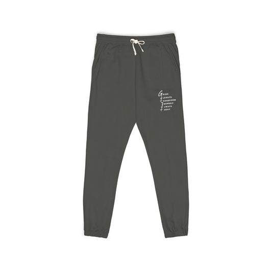 Garment-Dyed Fleece Sweatpants — “Grow Through What You Go Through” Relaxed Joggers
