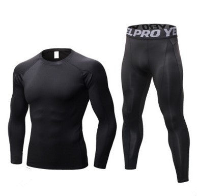 🏃‍♂️ Men’s Compression Training Suit – Running Fitness Sportswear Set (Long Sleeve Shirt + Tights)
