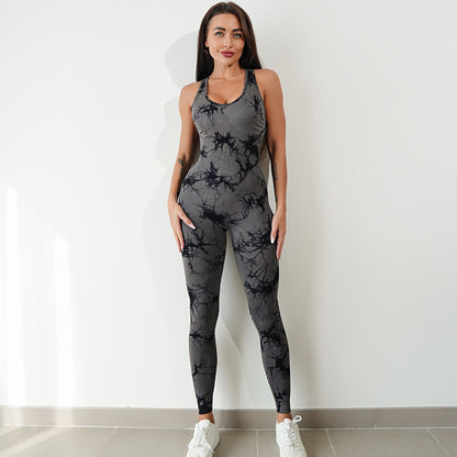 Women's One-Piece Workout Outfit – Breathable Stretch Fitness Jumpsuit for Exercise & Training