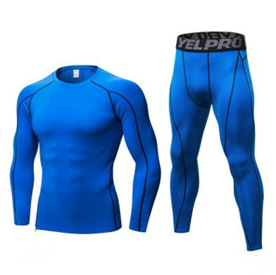 🏃‍♂️ Men’s Compression Training Suit – Running Fitness Sportswear Set (Long Sleeve Shirt + Tights)