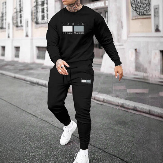 🧥 Round Neck Sweater Casual Sports Suit – European Size Men’s Tracksuit