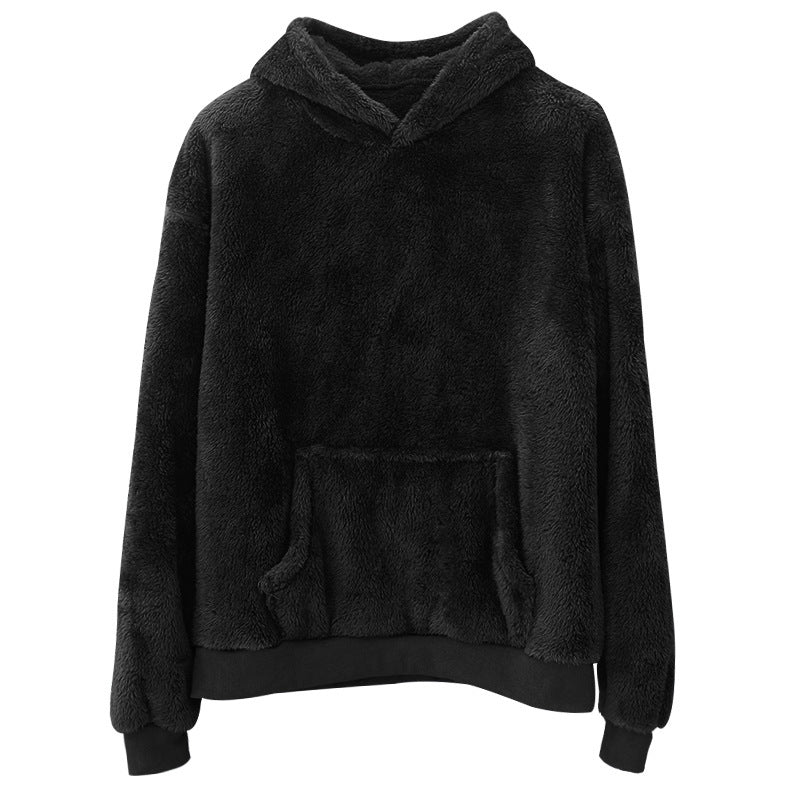 Men’s Double-Sided Velvet Hooded Sweater – Plush Sweatshirt With Pockets
