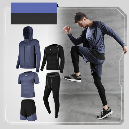 🏃 Running Quick-Drying Sports Suit – Men’s 5-Piece Training Set