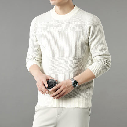 🧥 Round Neck Men’s Thick Long Sleeve Sweater – Versatile Fashion Base Layer