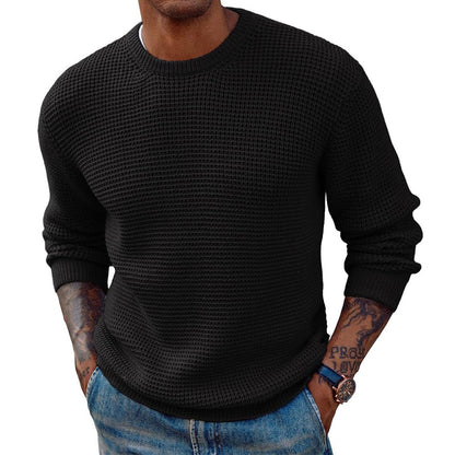 New Solid Color Round Neck Sweater Pullover – Men’s Essential Wardrobe Staple