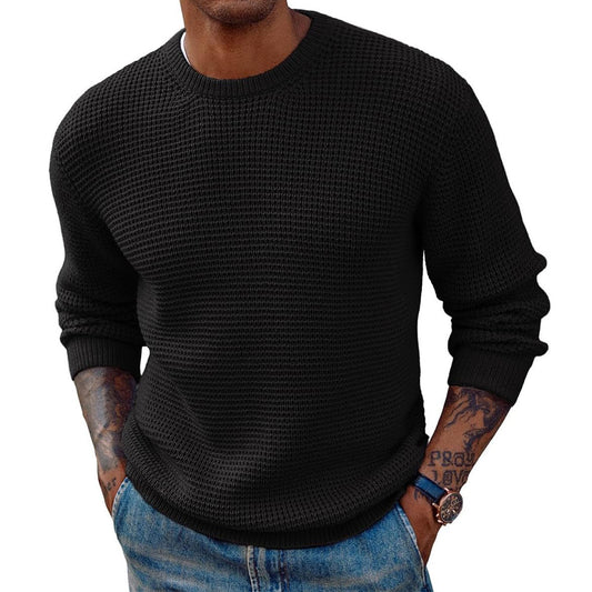 New Solid Color Round Neck Sweater Pullover – Men’s Essential Wardrobe Staple