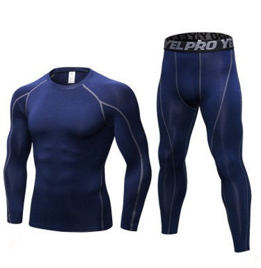 🏃‍♂️ Men’s Compression Training Suit – Running Fitness Sportswear Set (Long Sleeve Shirt + Tights)
