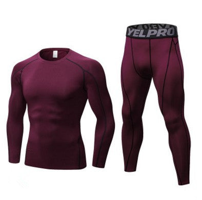 🏃‍♂️ Men’s Compression Training Suit – Running Fitness Sportswear Set (Long Sleeve Shirt + Tights)