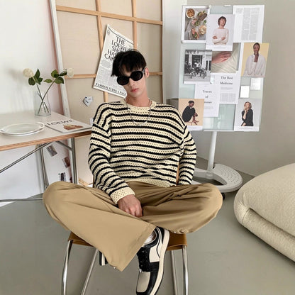 🧥 Men’s High-End Lazy Style Sweater – Long Sleeve Casual Designer Knitwear