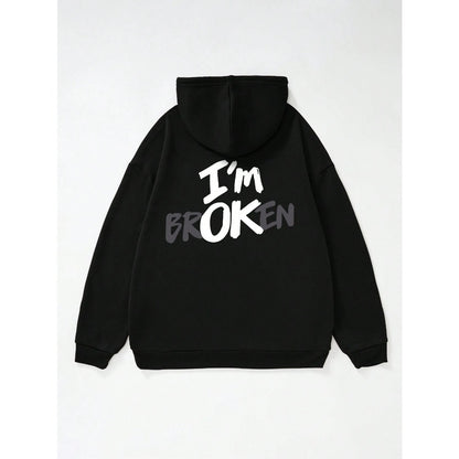 🧥 “I’m OK” Printed Hoodie – Casual Streetwear Graphic Pullover