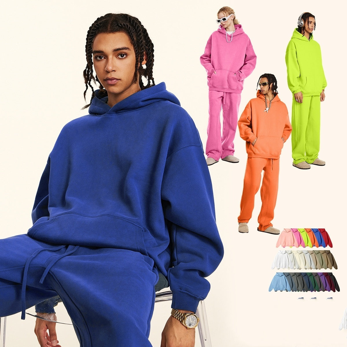 🧥 Solid Color Casual Loose Plus Size Thick Hoodie – Warm Oversized Winter Sweatshirt