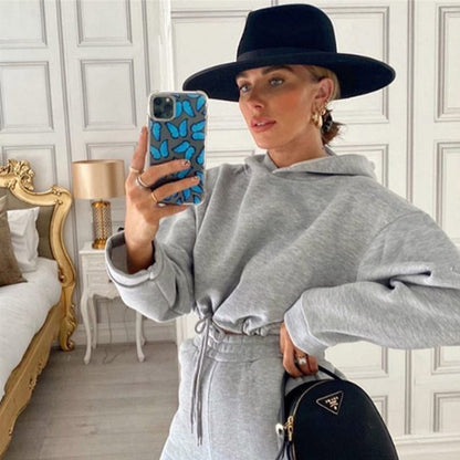 2-Piece Jogging Suits for Women – Sexy Long Sleeve Hoodie & Sweatpants Tracksuit Fitness Set