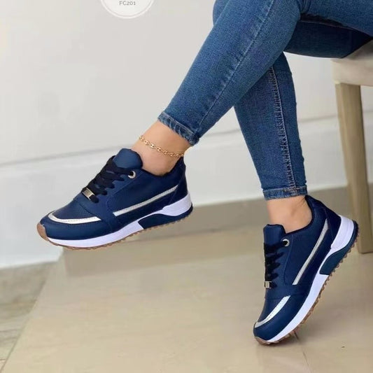 Casual Lace-Up Flat Shoes for Women – Comfortable and Stylish Sports Walking Sneakers