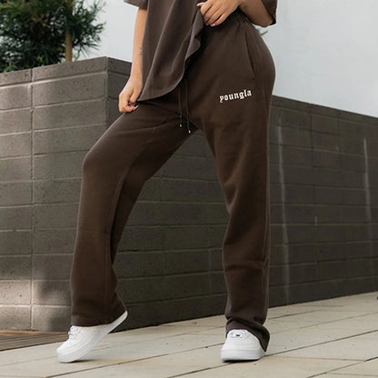 👖 Men’s Cotton Wide-Leg Running Pants – Casual Straight Fitness Trousers