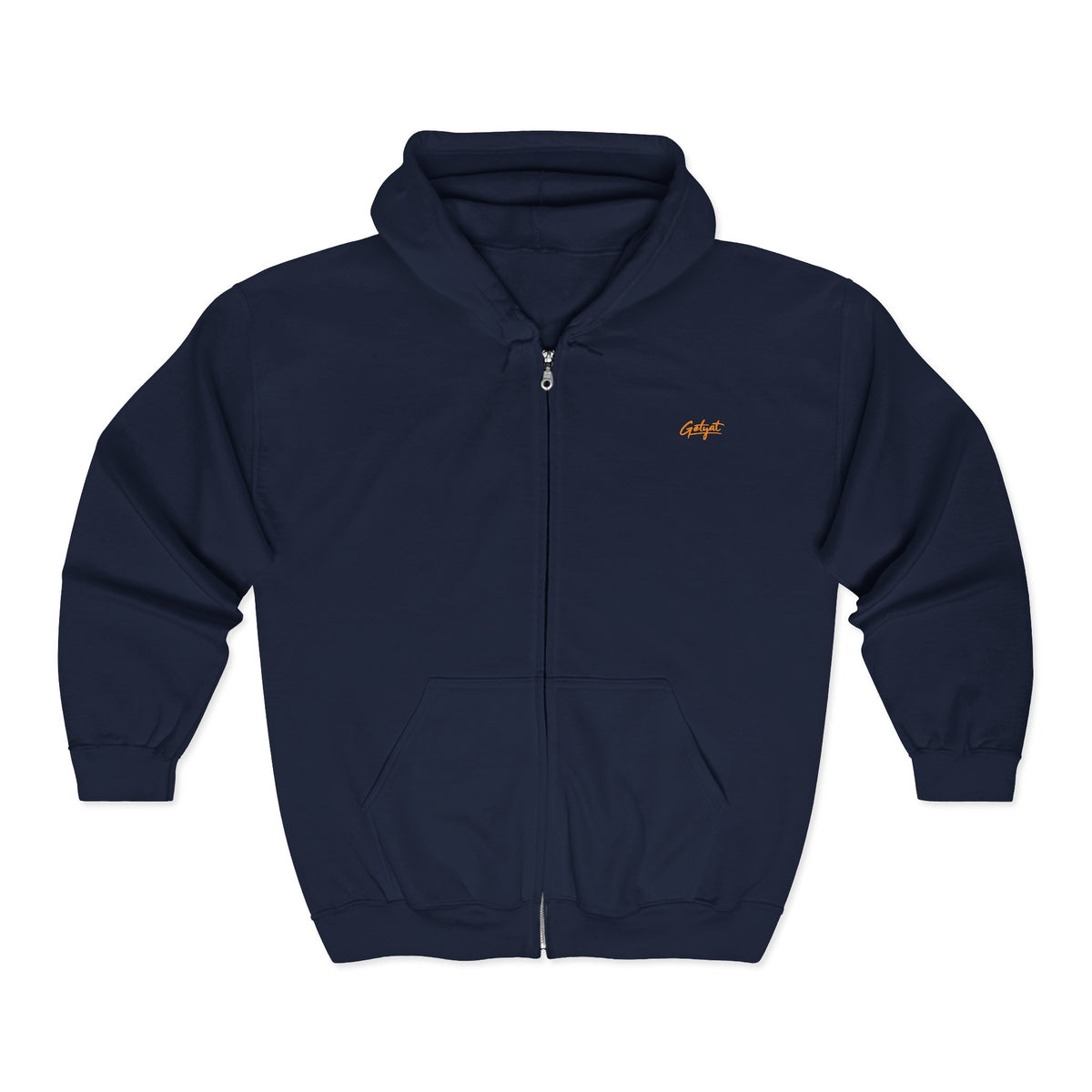 Embroidered Small Script Logo Full-Zip Hoodie – Premium Everyday Zip-Up Sweatshirt