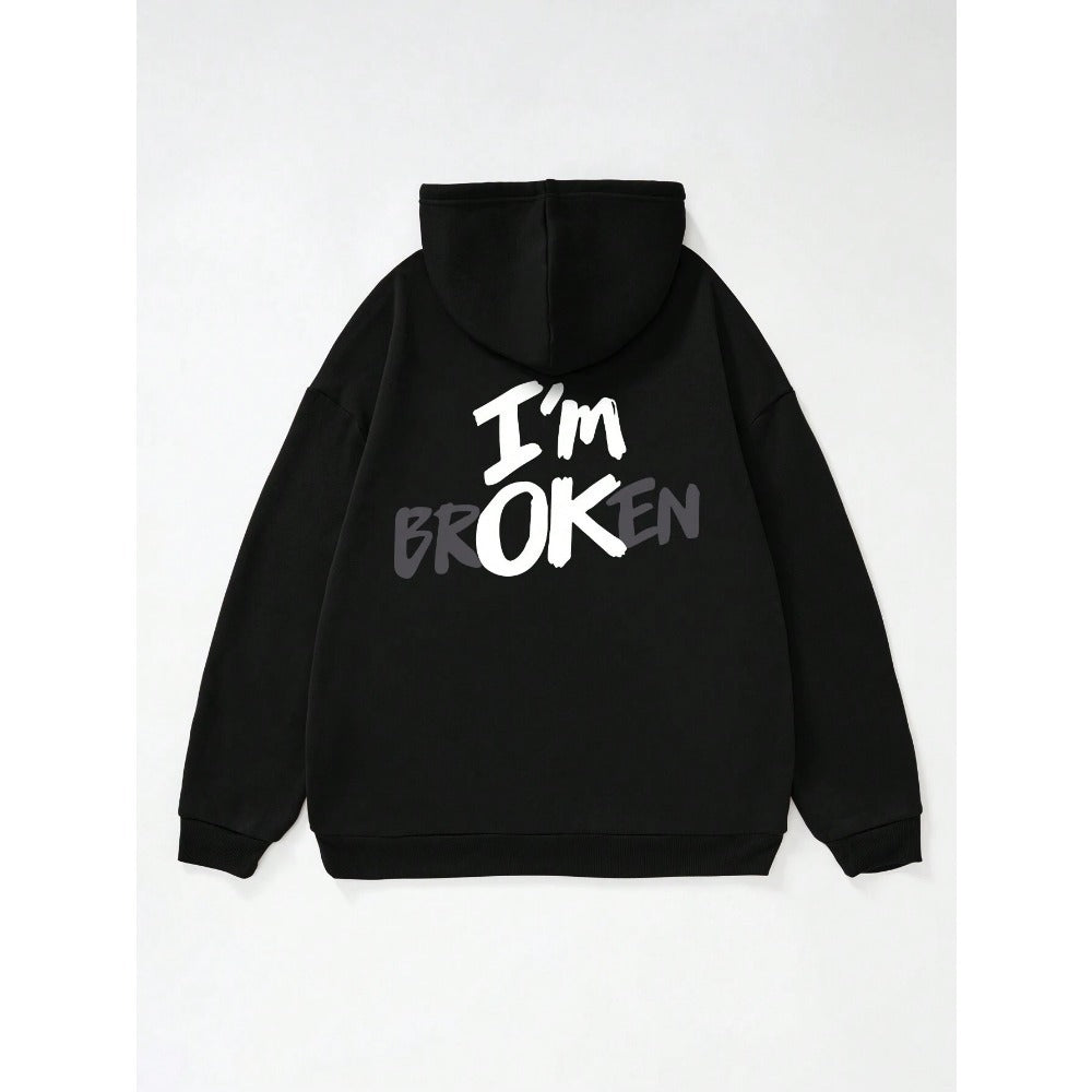 🧥 “I’m OK” Printed Hoodie – Casual Streetwear Graphic Pullover